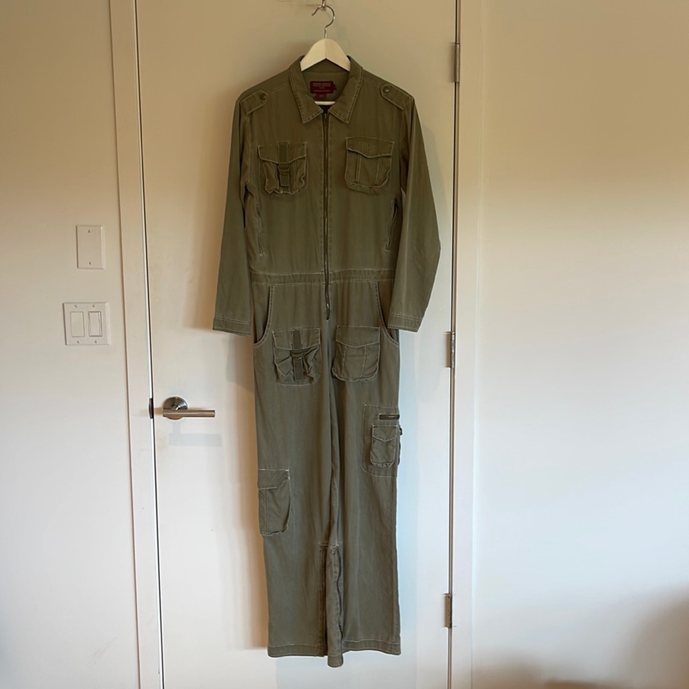 Green cargo overall one piece